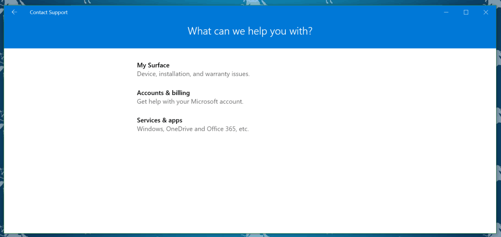 Windows 10 Contact Support App