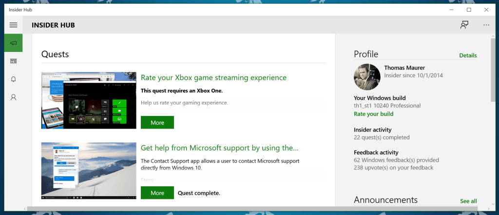 Windows 10 Insider Hub