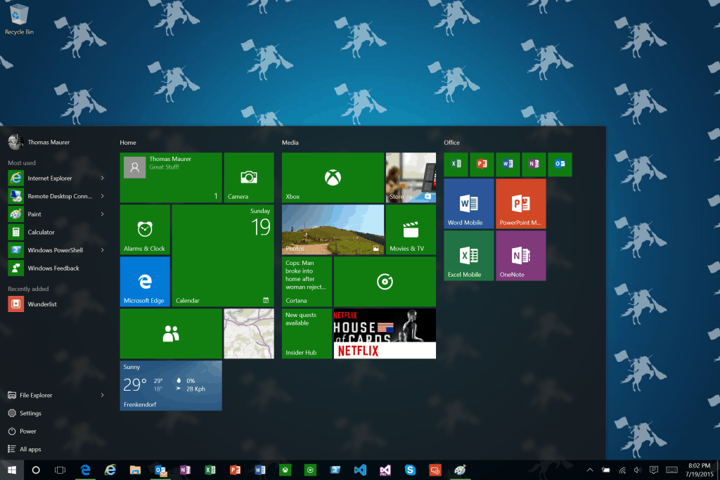 Windows 10 Start menu